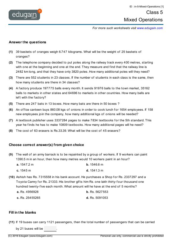 Mixed Operations