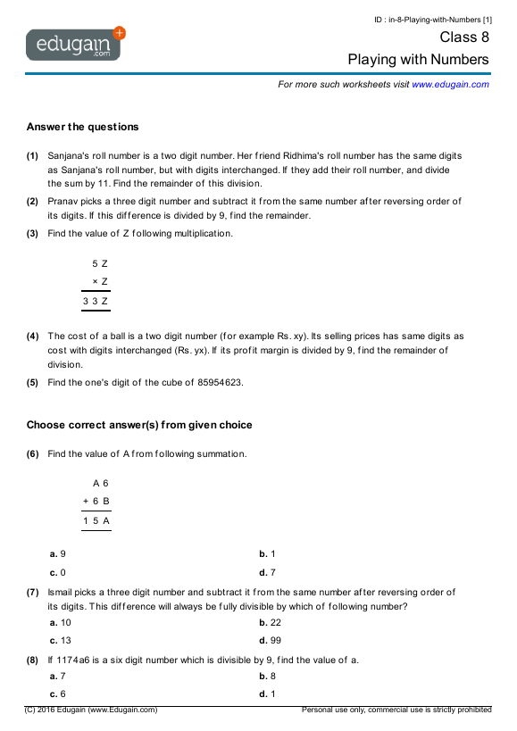 Playing with Numbers